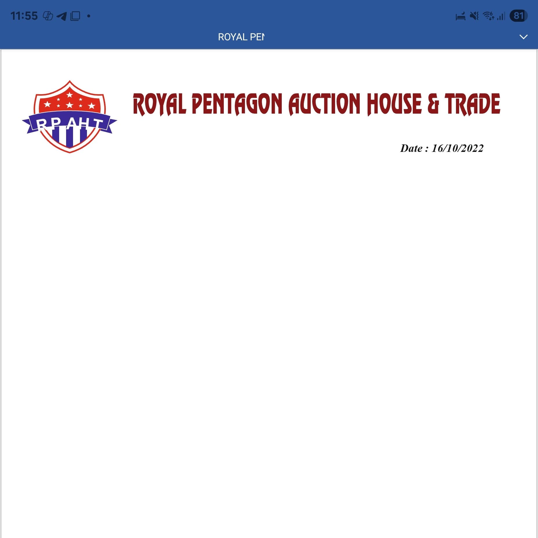 ROYAL Pentagon auction house 