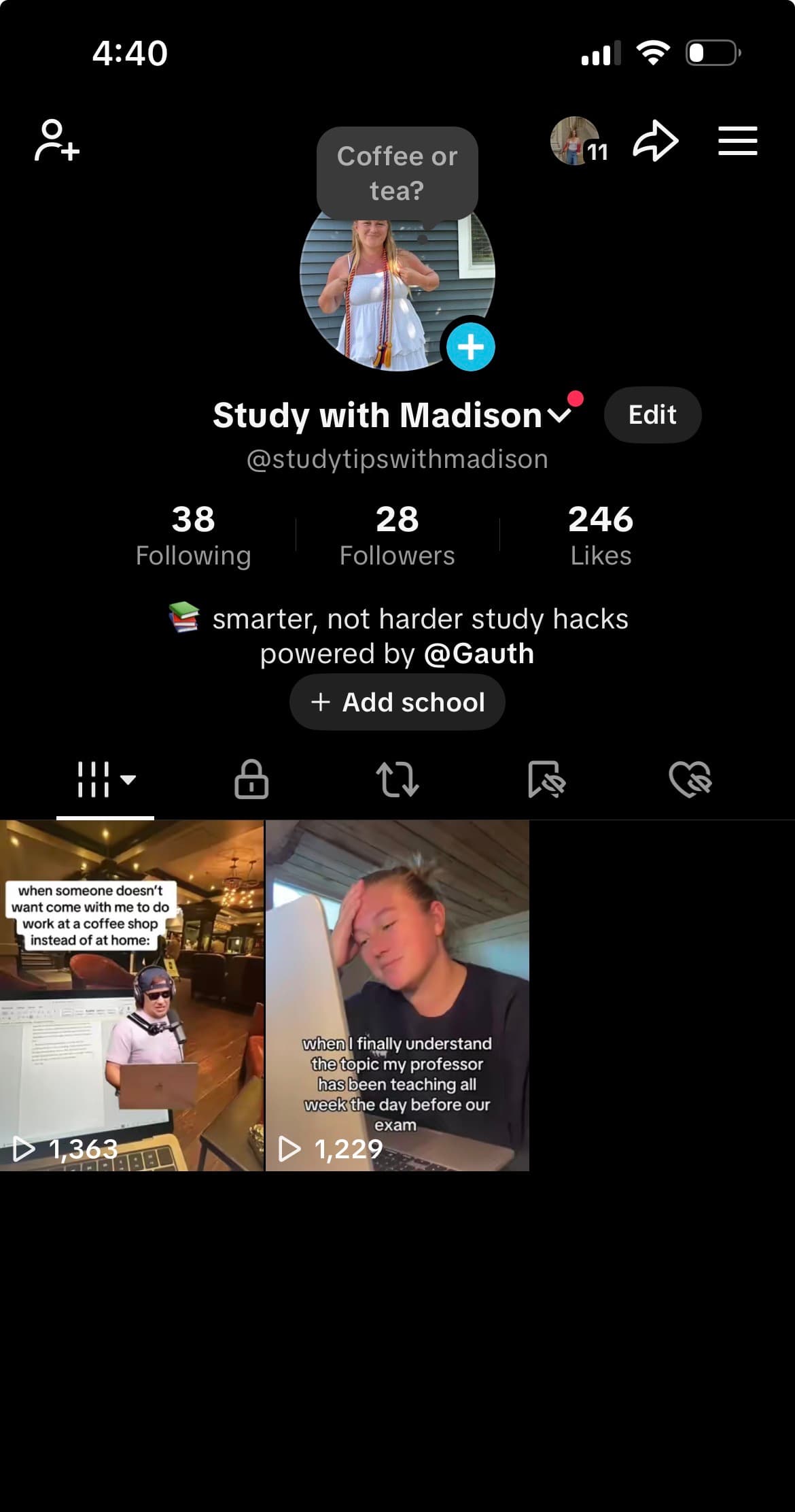 Gauth Tiktok Page