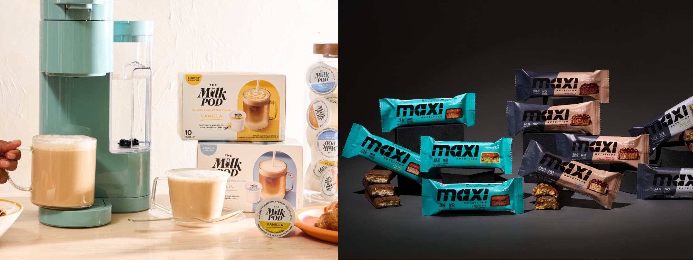 The Milk Pod & MaxiNutrition background