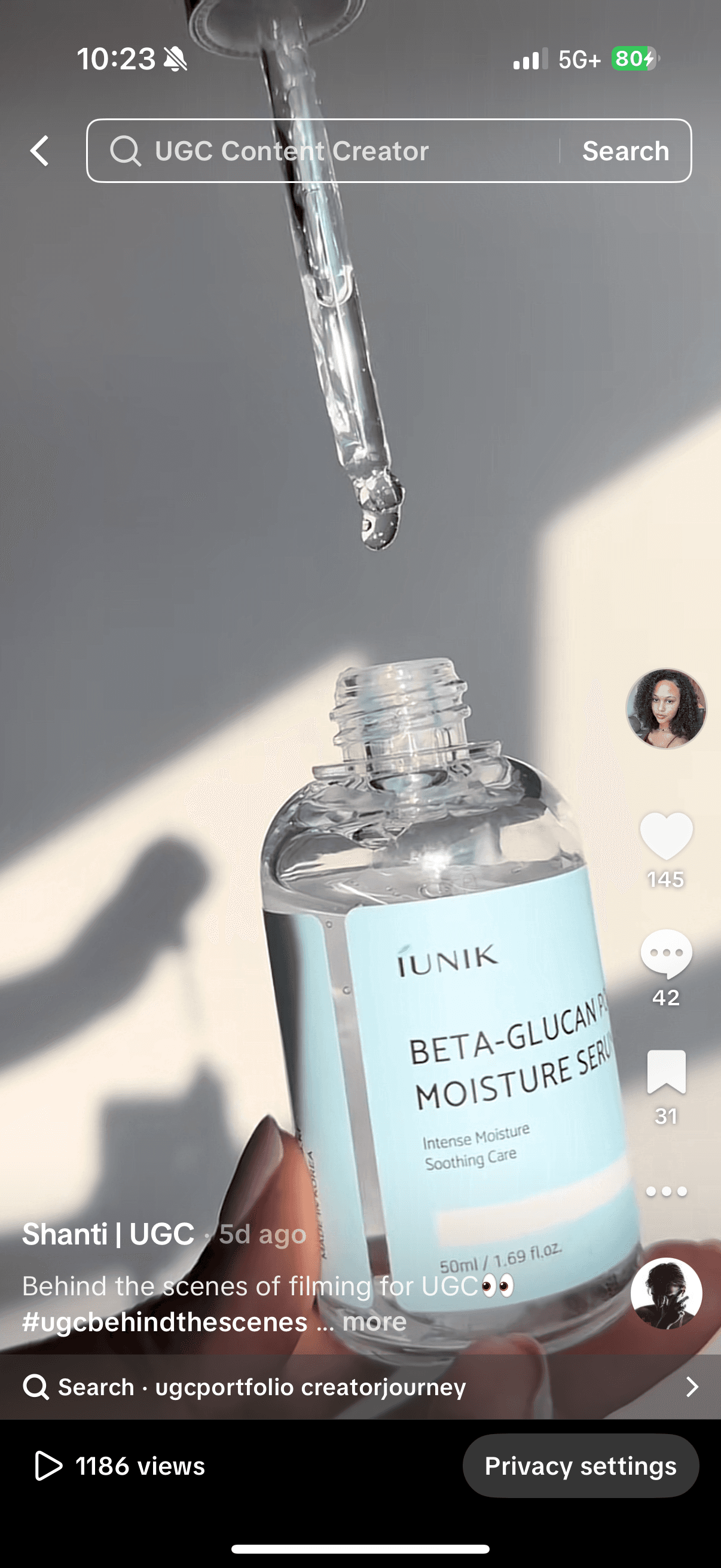 Skincare UGC example