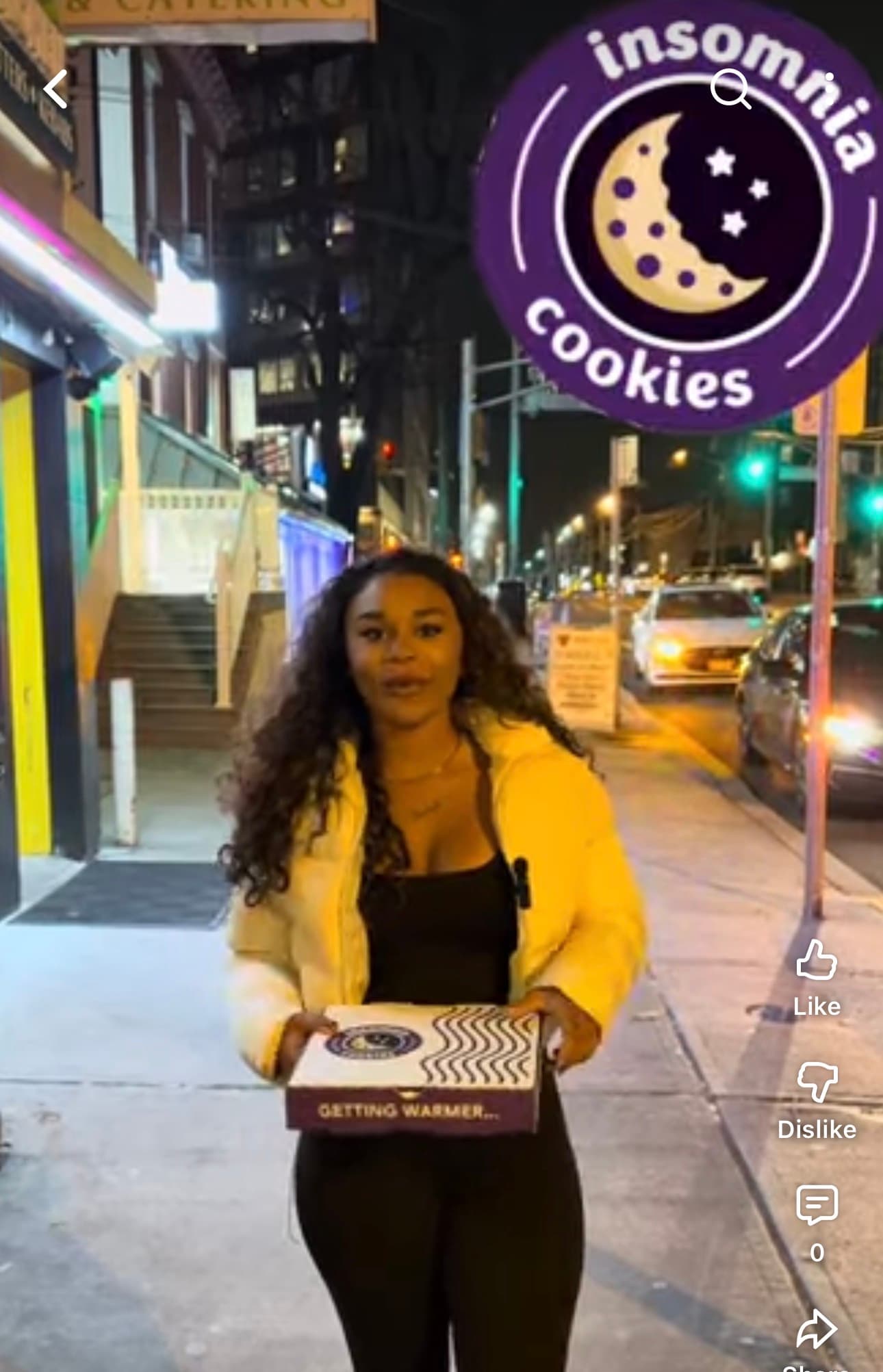 Man on the street for insomnia cookie