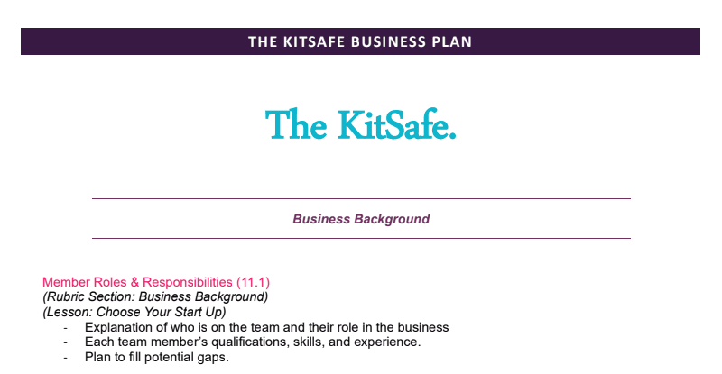 KitSafe Business Plan