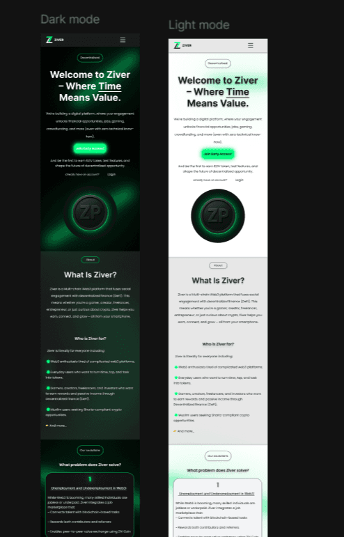 Web 3 landing page concept