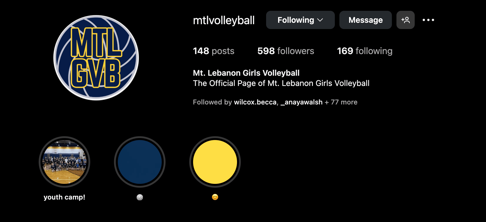 Varsity Volleyball Instagram Page