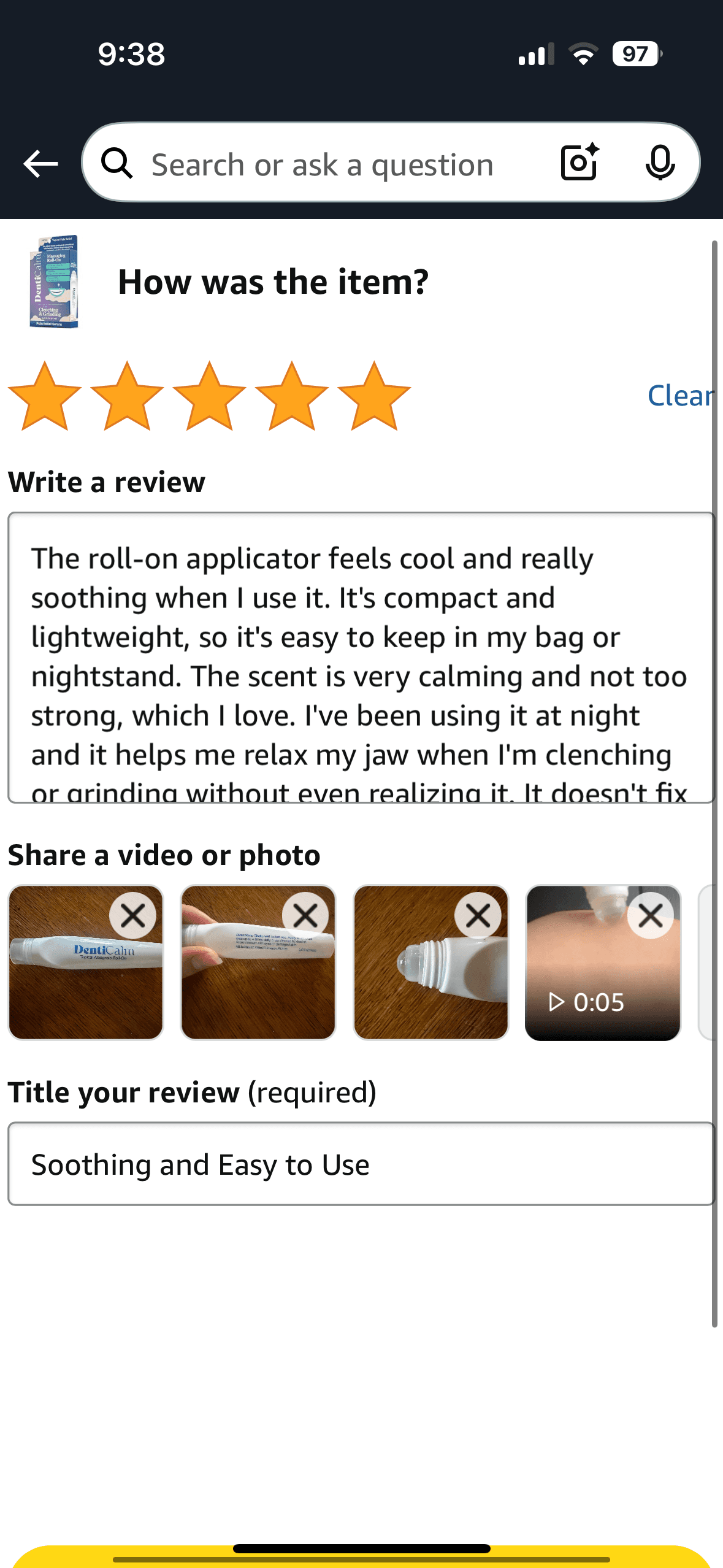 Completed Amazon Review of Product #1