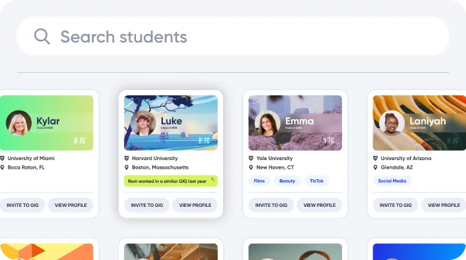 H\FC for brands — search and browse vetted student profiles