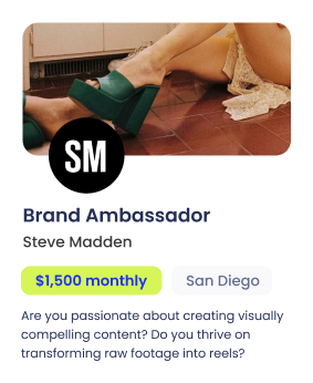 Example Brand Ambassador GIG campaign on Home From College